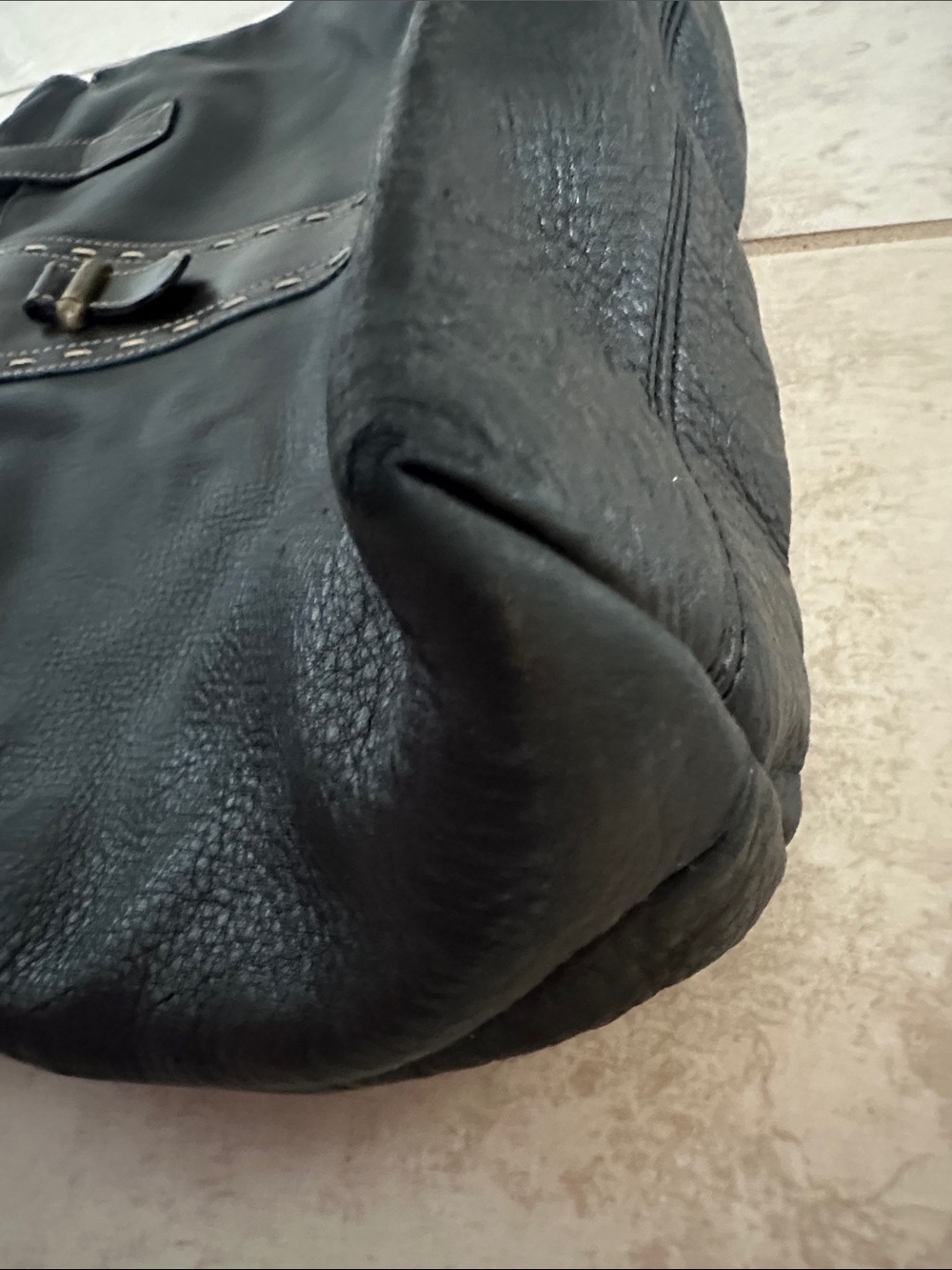 Vintage 1990s Zenith Italian Full-grain Leather Black shoulder/tote bag -NICE - Picture 11 of 16
